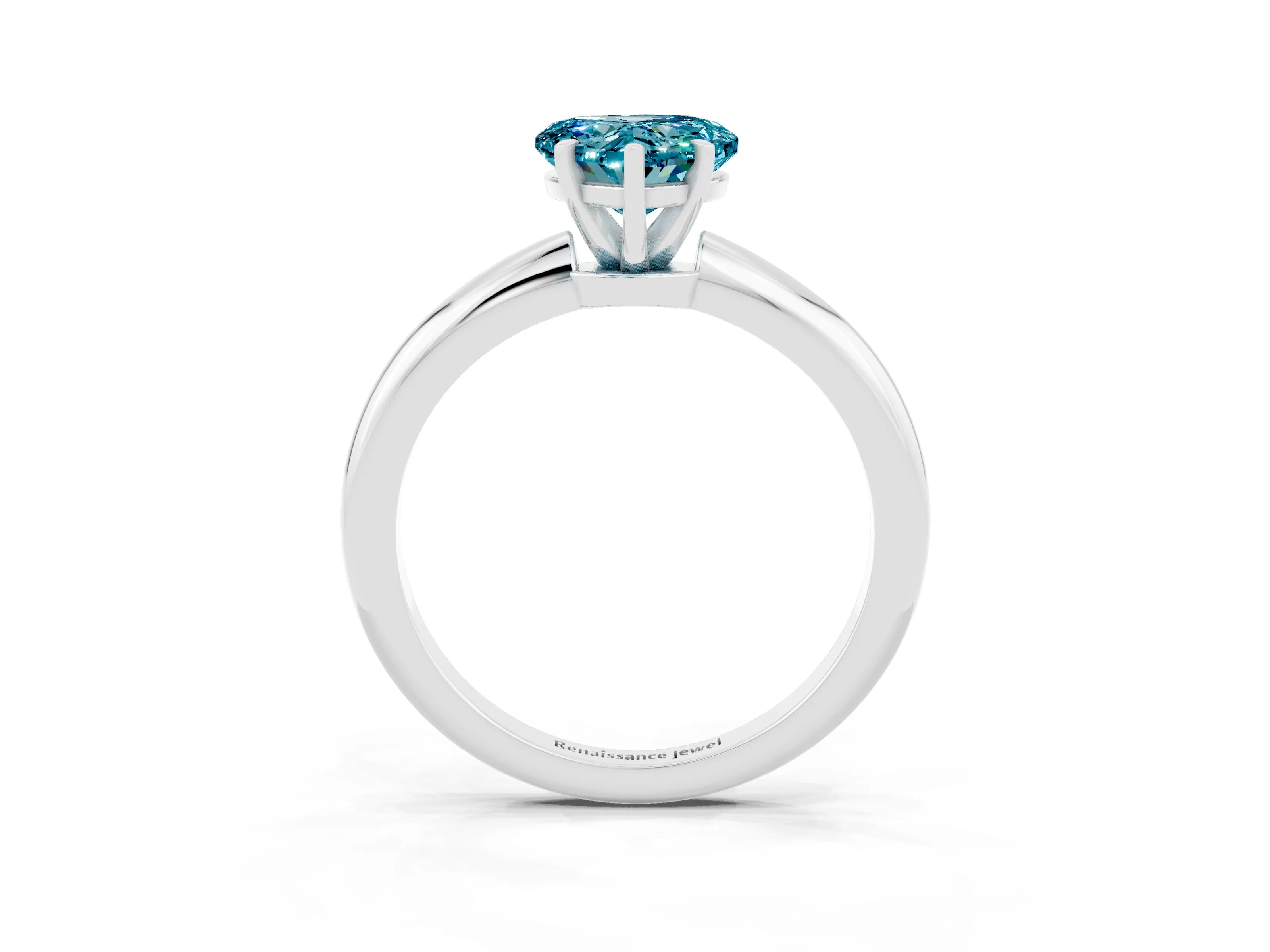 White gold Heart Cut Blue Topaz Solitaire Ring with Six-Prong Setting and Classic Band_15