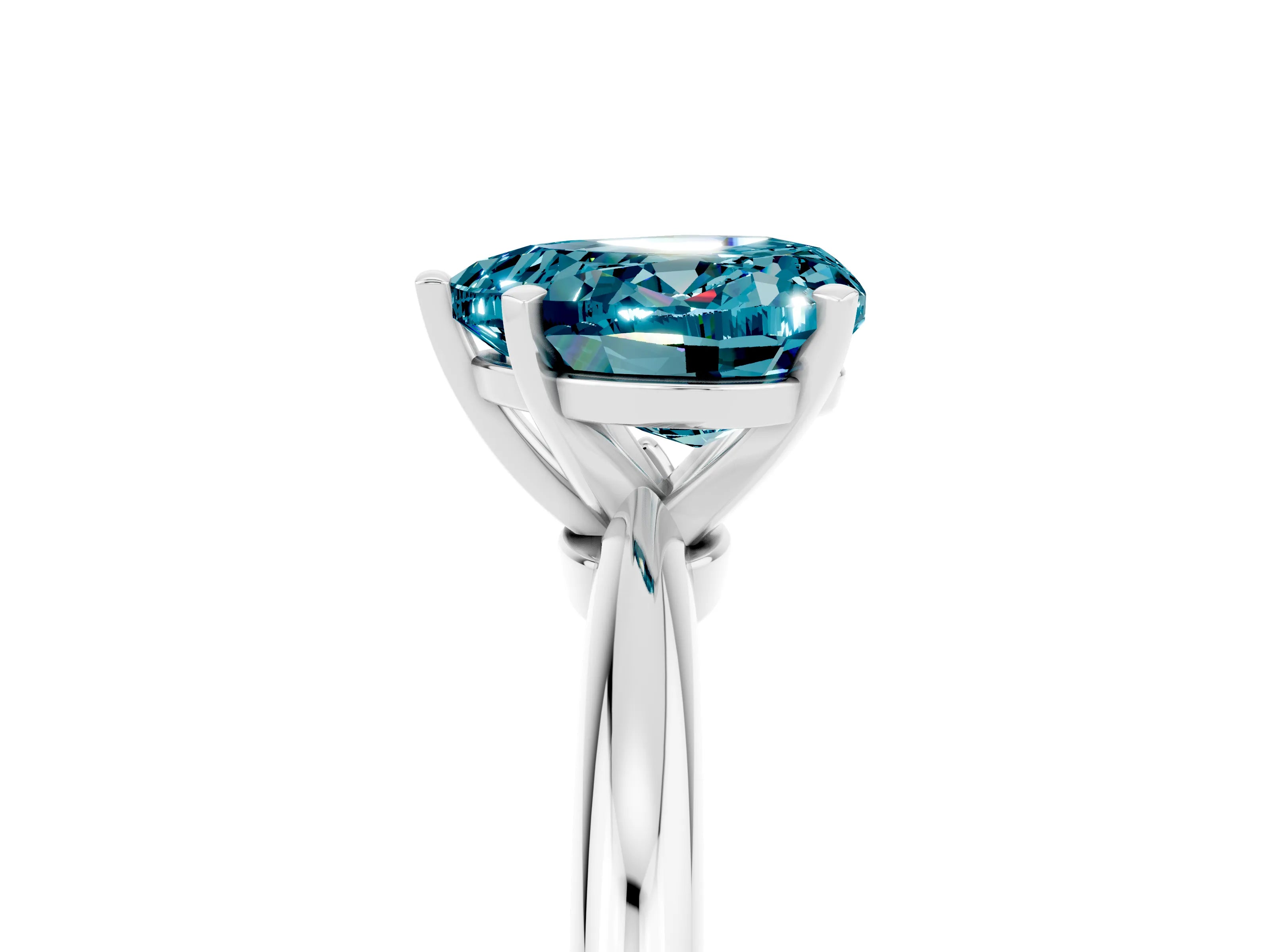 White gold Heart Cut Blue Topaz Solitaire Ring with Six-Prong Setting and Classic Band_17