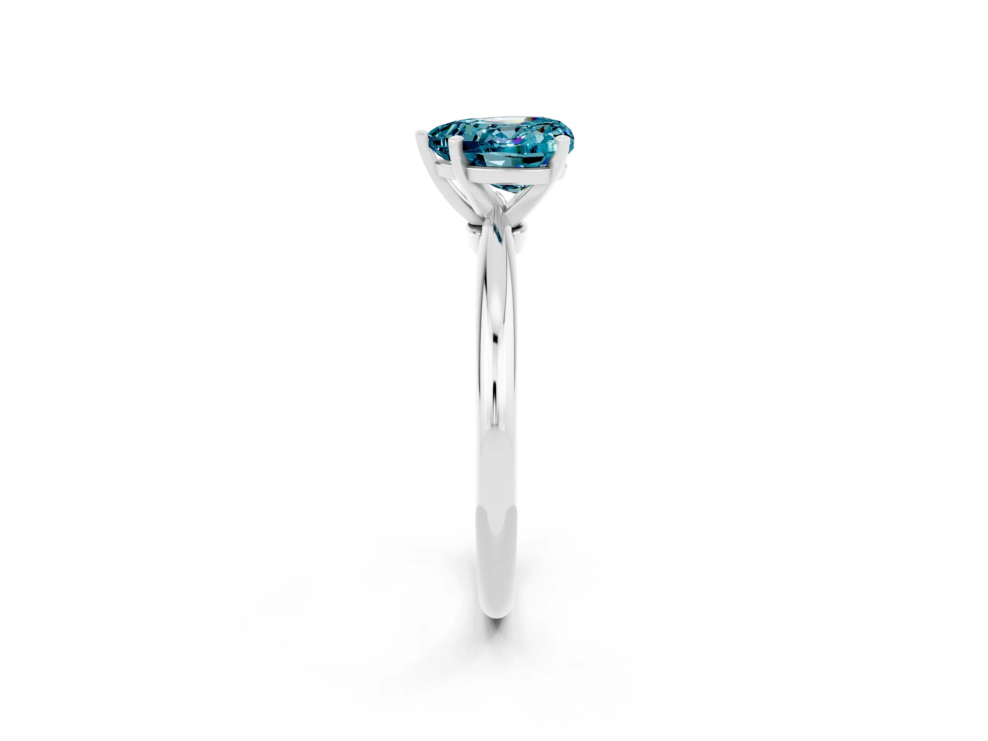 White gold Heart Cut Blue Topaz Solitaire Ring with Six-Prong Setting and Classic Band_2