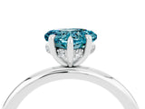 White gold Heart Cut Blue Topaz Solitaire Ring with Thin Band and Four-Prong Setting_4