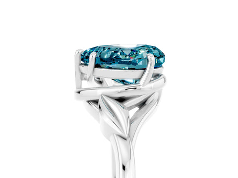 White gold Heart Cut Blue Topaz Solitaire Ring with Twist Band and Four-Prong Setting_17
