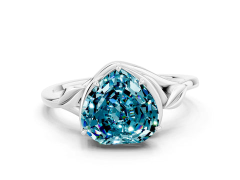 White gold Heart Cut Blue Topaz Solitaire Ring with Twist Band and Four-Prong Setting_24