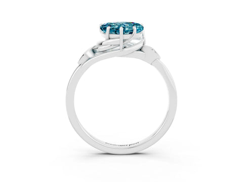 White gold Heart Cut Blue Topaz Solitaire Ring with Twist Band and Four-Prong Setting_27