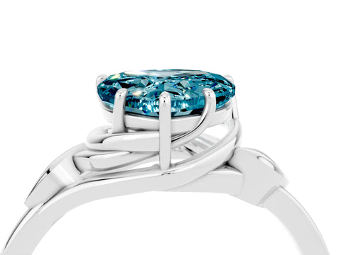 White gold Heart Cut Blue Topaz Solitaire Ring with Twist Band and Four-Prong Setting_28