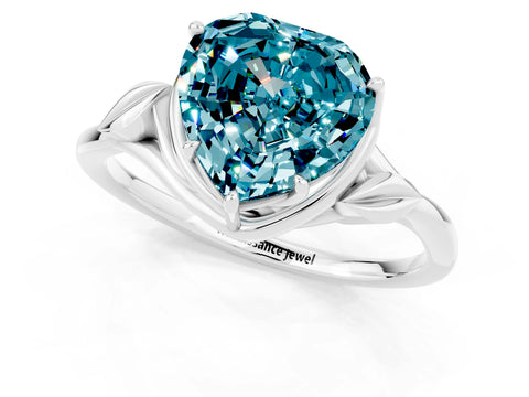 White gold Heart Cut Blue Topaz Solitaire Ring with Twist Band and Four-Prong Setting_36