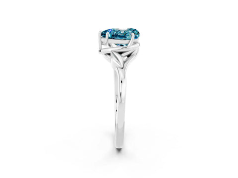 White gold Heart Cut Blue Topaz Solitaire Ring with Twist Band and Four-Prong Setting_44