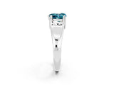 White gold Heart Cut Blue Topaz Solitaire Ring with Wide Band and Prong Setting_2