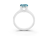 White gold Heart Cut Blue Topaz Solitaire Ring with Wide Band and Prong Setting_3