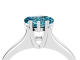 White gold Heart Cut Blue Topaz Solitaire Ring with Wide Band and Prong Setting_4
