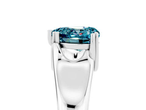 White gold Heart Cut Blue Topaz Solitaire Ring with Wide Band and Prong Setting_5