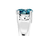 White gold Heart Cut Blue Topaz Solitaire Ring with Wide Band and Prong Setting_5