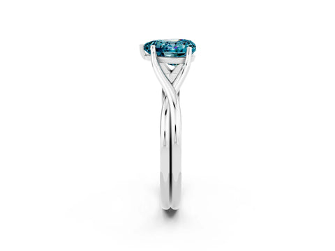 White gold Heart Cut Blue Topaz Solitaire Twist Band Prong Setting Ring_54