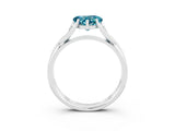 White gold Heart Cut Blue Topaz Solitaire Twist Band Prong Setting Ring_55