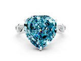 White gold Heart Cut Blue Topaz Solitaire Twisted Band with Round  Accents and Prong Setting_12