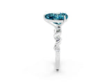 White gold Heart Cut Blue Topaz Solitaire Twisted Band with Round  Accents and Prong Setting_14