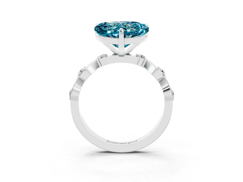 White gold Heart Cut Blue Topaz Solitaire Twisted Band with Round  Accents and Prong Setting_15