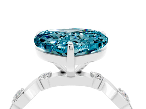 White gold Heart Cut Blue Topaz Solitaire Twisted Band with Round  Accents and Prong Setting_16