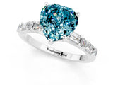 White gold Heart Cut Blue Topaz Solitaire with Side Baguettes and Channel Set Band_1