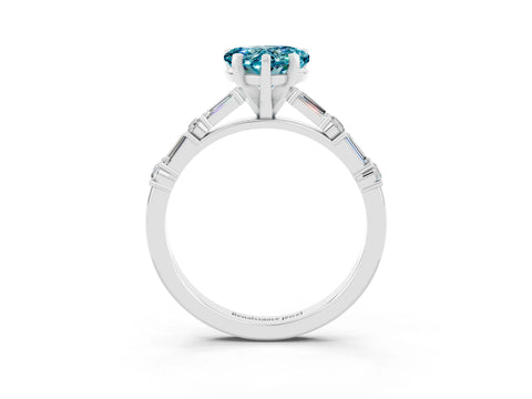White gold Heart Cut Blue Topaz Solitaire with Side Baguettes and Channel Set Band_3