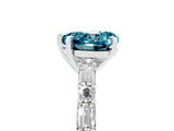 White gold Heart Cut Blue Topaz Solitaire with Side Baguettes and Channel Set Band_5