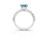 White gold Heart Cut Blue Topaz Solitaire with Side Stones, Pave Band, Four-Prong Setting_39