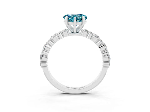 White gold Heart Cut Blue Topaz Solitaire with Side Stones, Pave Band, Four-Prong Setting_39