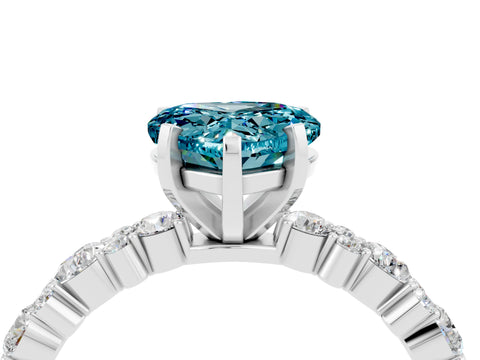 White gold Heart Cut Blue Topaz Solitaire with Side Stones, Pave Band, Four-Prong Setting_40