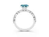 White gold Heart Cut Blue Topaz Solitaire with Side Stones on a Pavé Band and Four-Prong Setting_3