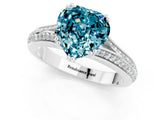 White gold Heart Cut Blue Topaz Split Shank Engagement Ring with Pavé Band_1