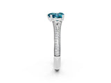 White gold Heart Cut Blue Topaz Split Shank Engagement Ring with Pavé Band_2
