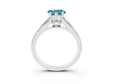 White gold Heart Cut Blue Topaz Split Shank Engagement Ring with Pavé Band_3