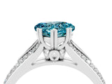 White gold Heart Cut Blue Topaz Split Shank Engagement Ring with Pavé Band_4