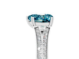 White gold Heart Cut Blue Topaz Split Shank Engagement Ring with Pavé Band_5