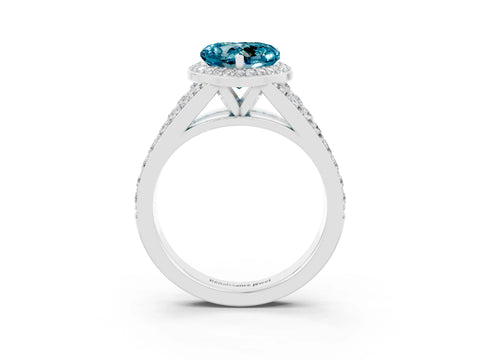 White gold Heart Cut Blue Topaz Split Shank Halo Ring with Four-Prong Setting_63