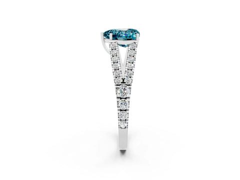 White gold Heart Cut Blue Topaz Split Shank Pavé Engagement Ring with Four-Prong Setting_14