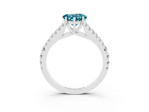 White gold Heart Cut Blue Topaz Split Shank Pavé Engagement Ring with Four-Prong Setting_15