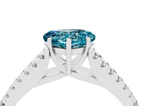 White gold Heart Cut Blue Topaz Split Shank Pavé Engagement Ring with Four-Prong Setting_16
