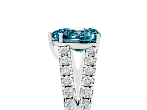White gold Heart Cut Blue Topaz Split Shank Pavé Engagement Ring with Four-Prong Setting_17