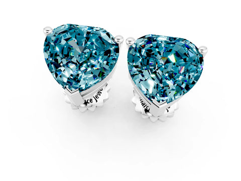 White gold Heart Cut Blue Topaz Stud Earrings_25