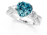 White gold Heart Cut Blue Topaz Three-Stone Ring with Pavé Split Shank and Four-Prong Setting_19