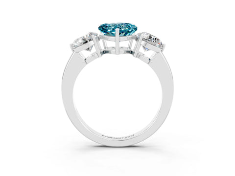 White gold Heart Cut Blue Topaz Three-Stone Ring with Prong Setting and Classic Band_3