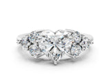 White gold Heart Cut Brilliant Diamond Cluster Accent Solitaire Ring with Prong Setting_179