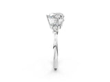 White gold Heart Cut Brilliant Diamond Solitaire Ring with Pear Side Stones and Four-Prong Setting_14