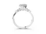 White gold Heart Cut Brilliant Diamond Solitaire Ring with Pear Side Stones and Four-Prong Setting_15