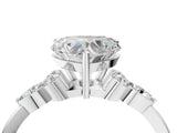 White gold Heart Cut Brilliant Diamond Solitaire Ring with Pear Side Stones and Four-Prong Setting_16