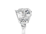 White gold Heart Cut Brilliant Diamond Solitaire Ring with Pear Side Stones and Four-Prong Setting_17
