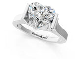 White gold Heart Cut Brilliant Solitaire Diamond Ring with Channel Set Band and Bar Prong Setting_313