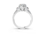 White gold Heart Cut Brilliant Three-Stone Diamond Ring with Pavé Band and Four-Prong Setting_28