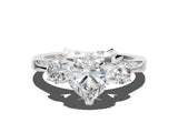 White gold Heart Cut Brilliant Three-Stone Diamond Ring with Pavé Band and Four-Prong Setting_31