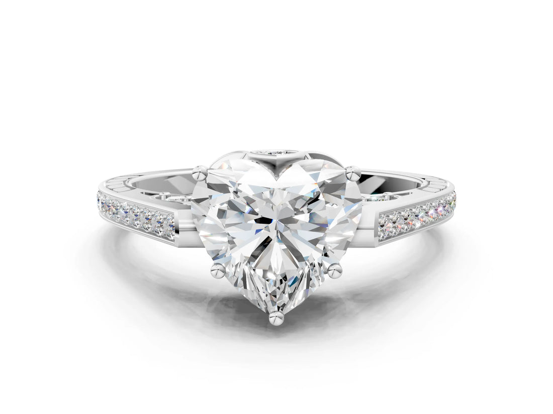 White gold Heart Cut Cathedral Pave Diamond Engagement Ring with Six-Prong Setting_53